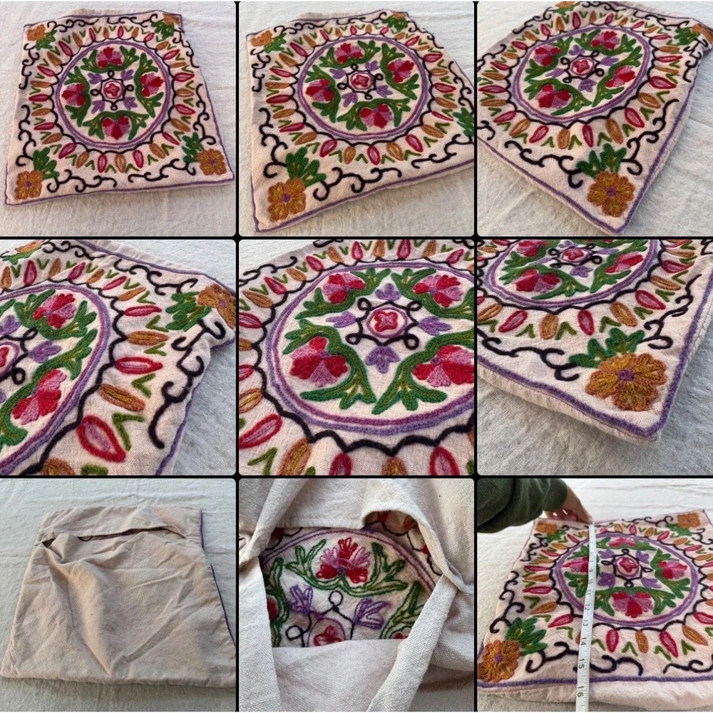 Vintage Kashmiri Crewel Embroidery Pillow Cover 16